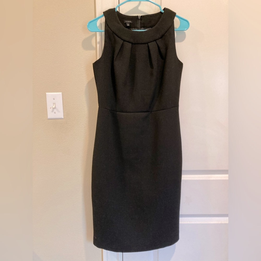 Women’s Talbots wool blend black sleeveless sheath pencil dress size 4
